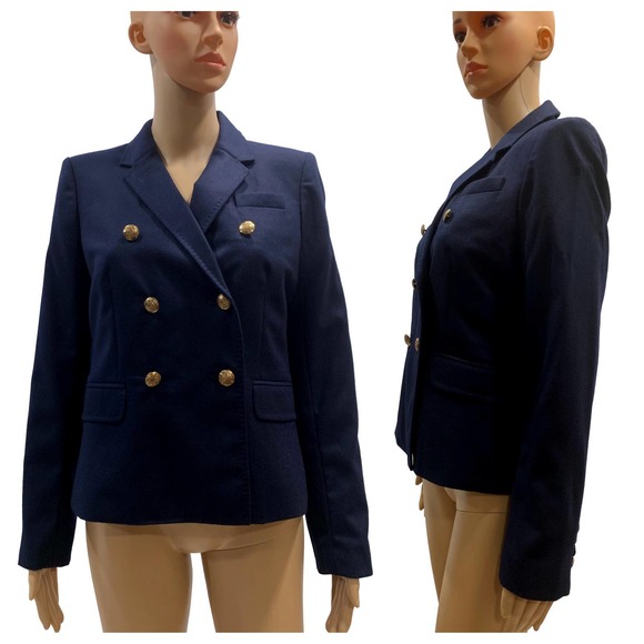 J Crew Navy Blue Double Breasted Wool Blazer Gold Buttons | NWOT | Size 6 - Picture 8 of 10